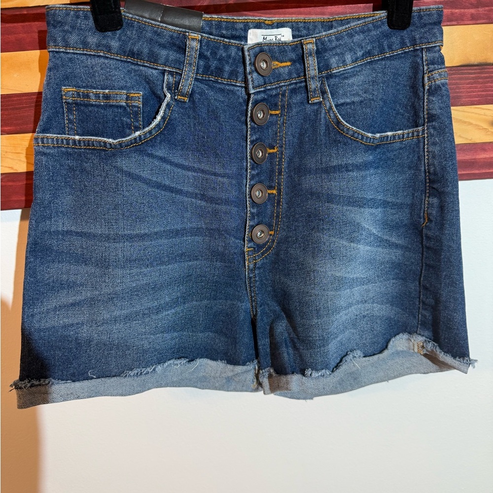 Myra Bag Blue Jean Shorts with Button Detail